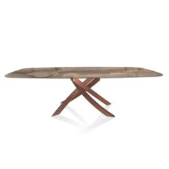Bontempi Artistico Brown Ceramic Dining Table With Rose Gold Frame