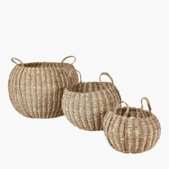 Woven Natural Seagrass Baskets Set 3 -Housingunits 00ed31a799ba4a7433a4400ab4395b21