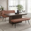Andria 180cm Dining Table With Tan Moretti High Back And Straight Bench
