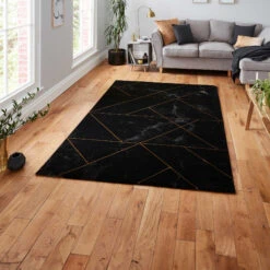 Craft Black & Gold Geometric Rug Collection