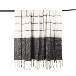 Malmo Black & Ivory Check Faux Mohair Throw -Housingunits 022317e133f6036e7dfa97a7d7a8faa6
