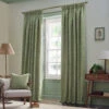 Acorn Tonal Sage Green Jacquard Room Darkening Pencil Pleat 66" X 72" Curtains