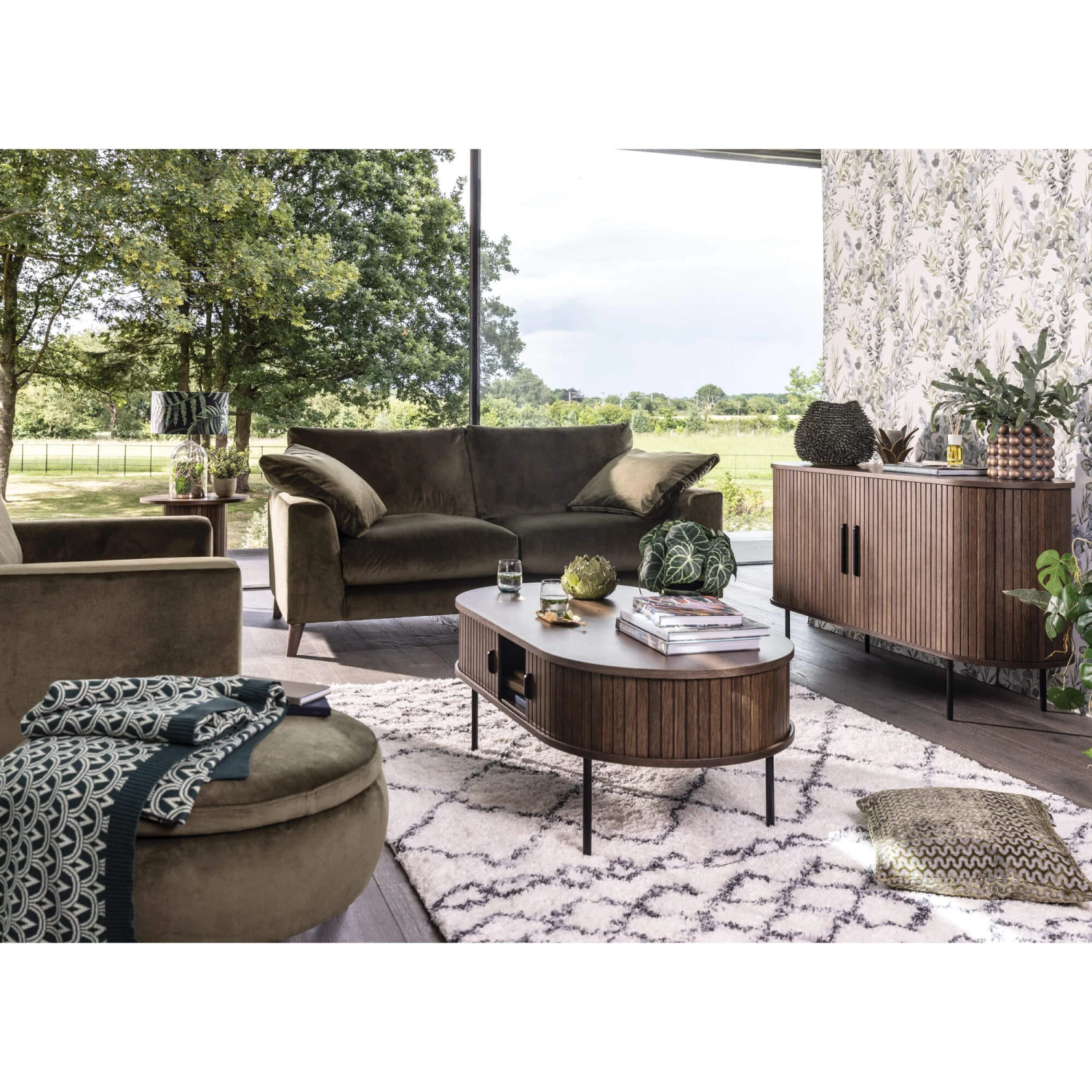 Annika Smoked Oak Slatted Sliding 2 Door Coffee Table 12 Annika Smoked Oak Slatted Sliding 2 Door Coffee Table - Image 12