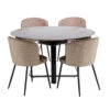 Landini Extending Round Dining Table With 4 Sandy Desert Dining Chairs