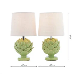Laura Ashley Artichoke Green Set Of 2 Table Lamps With Natural Shade -Housingunits 0657f67af0d542497537da0a3dc4fe2c