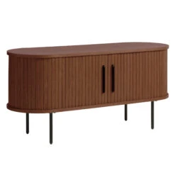 Annika Smoked Oak Slatted Sliding 2 Door TV Lowboard -Housingunits 068d62a7aec80bd7a309f47f2e421bb5