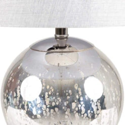 Silver Mercury Round Glass Table Lamp With Grey Shade -Housingunits 06c418624bb4b58b974c3c35a8ac12cb
