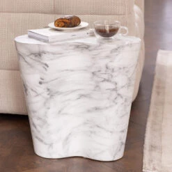 Cassian White Marble Effect Side Table -Housingunits 06f39fa65a36c00a7474f800fa0f8d6b