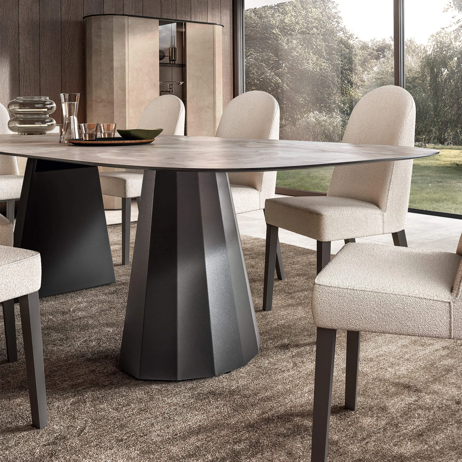 Santori Rounded 275cm Marble Effect Dining Table 4 Santori Rounded 275cm Marble Effect Dining Table - Image 4