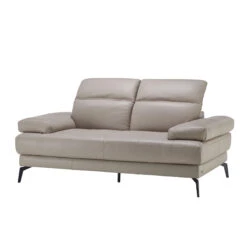 Natuzzi Editions Dado Stone Grey Leather 2 Seater Sofa -Housingunits 07d1374be724a4c174335384a4b09ece