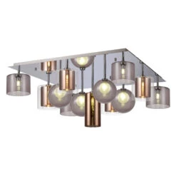 Delia Polished Chrome & Mixed Glass 13 Light Flush Ceiling Light -Housingunits 0800b701f4686de2399efb80ca0926f5