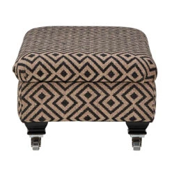 Lucinda Black & Natural Patterned Fabric Ottoman Legged Footstool -Housingunits 083da28699ef7723570315ba5fc110f5