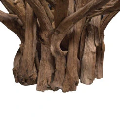 Java Reclaimed Teak 130cm Round Dining Table & 4 Toby Brown Faux Leather Chairs -Housingunits 08cd15c2b3445d82e7cba35c1484e1a5