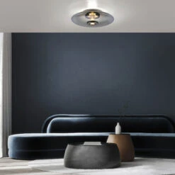 Verre Grey & Smoked Glass Flush Ceiling And Wall Light