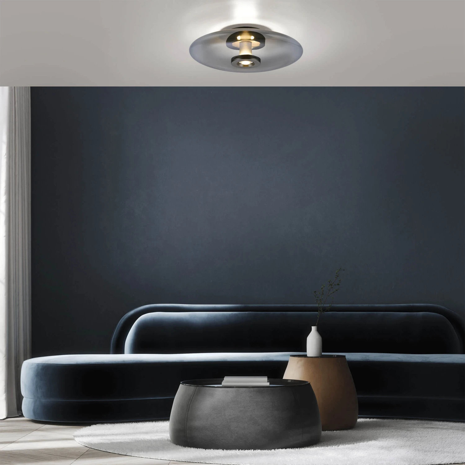 Verre Grey & Smoked Glass Flush Ceiling And Wall Light 1 Verre Grey & Smoked Glass Flush Ceiling And Wall Light