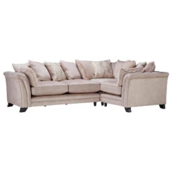 Fairfield Cream Fabric 4 Seater Pillow-Back Corner Sofa