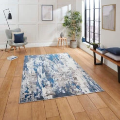 Apollo Abstract Grey & Navy Rug Collection