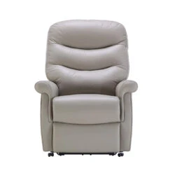 Celebrity Hollingwell Stone Grey Leather Petite Single Powered Recliner Chair
