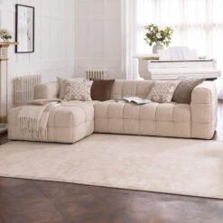 Cosima Cream Textured Fabric Left Hand Chaise Sofa