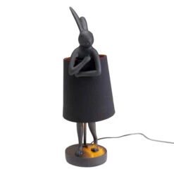 Matt Black Modest Rabbit 50cm Table Lamp With Black Shade