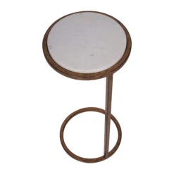 Libra Iota White Marble Accent Side Table -Housingunits 0f6cb09cf71db99f9efcc37fc11d787c