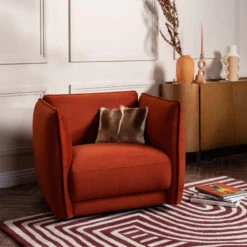 Glass House Thorne Rust Orange Fabric Armchair