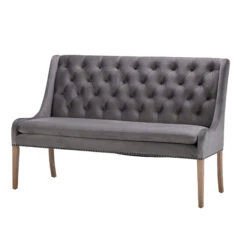 Jacob 160cm Grey Velvet Button Back Bench