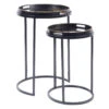 Libra Nero Black & Gold Swirl Mirrored Nest Of 2 Tables
