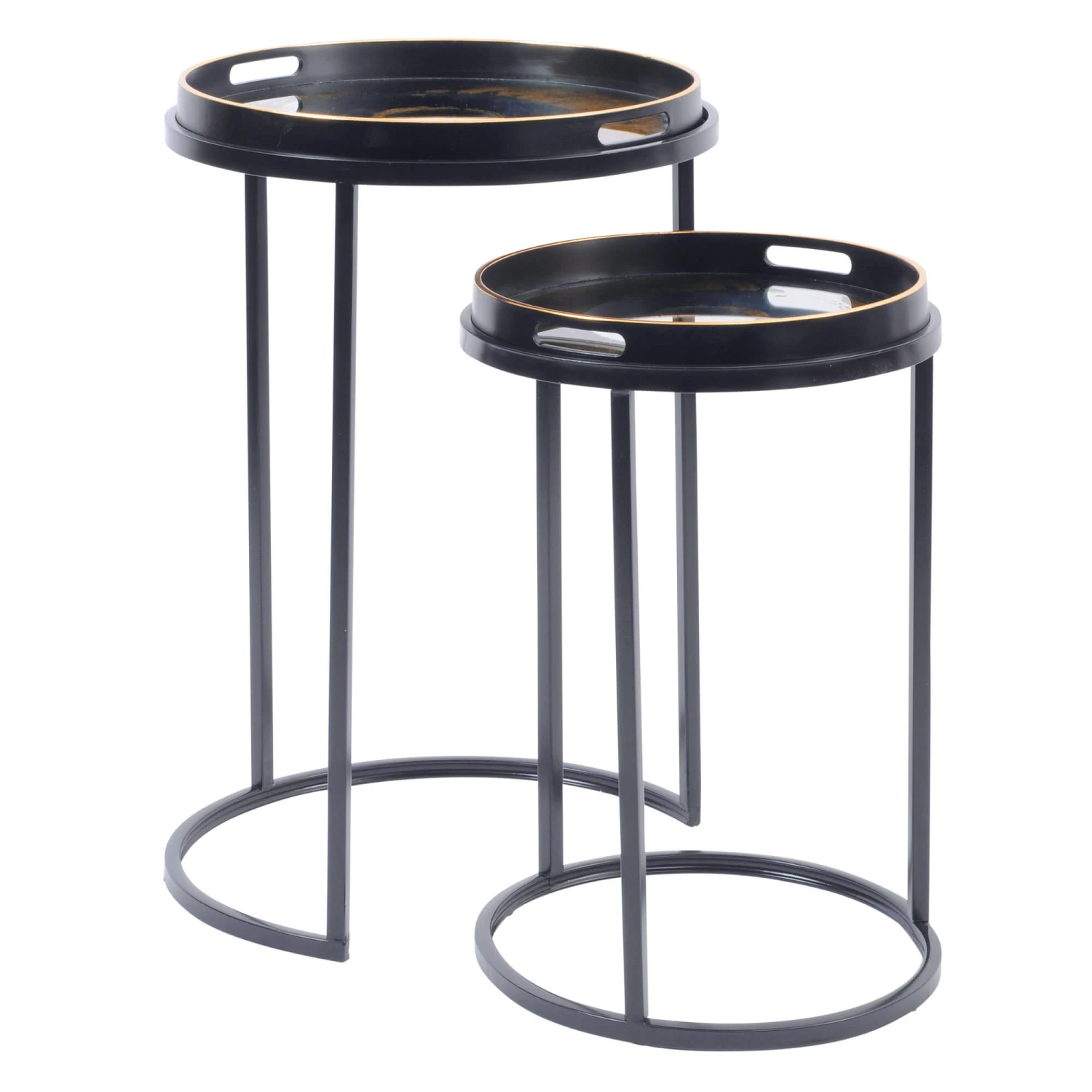 Libra Nero Black & Gold Swirl Mirrored Nest Of 2 Tables 1 Libra Nero Black & Gold Swirl Mirrored Nest Of 2 Tables