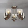 Chelsea Mocha & Smoked 5 Light Semi Flush Ceiling Light
