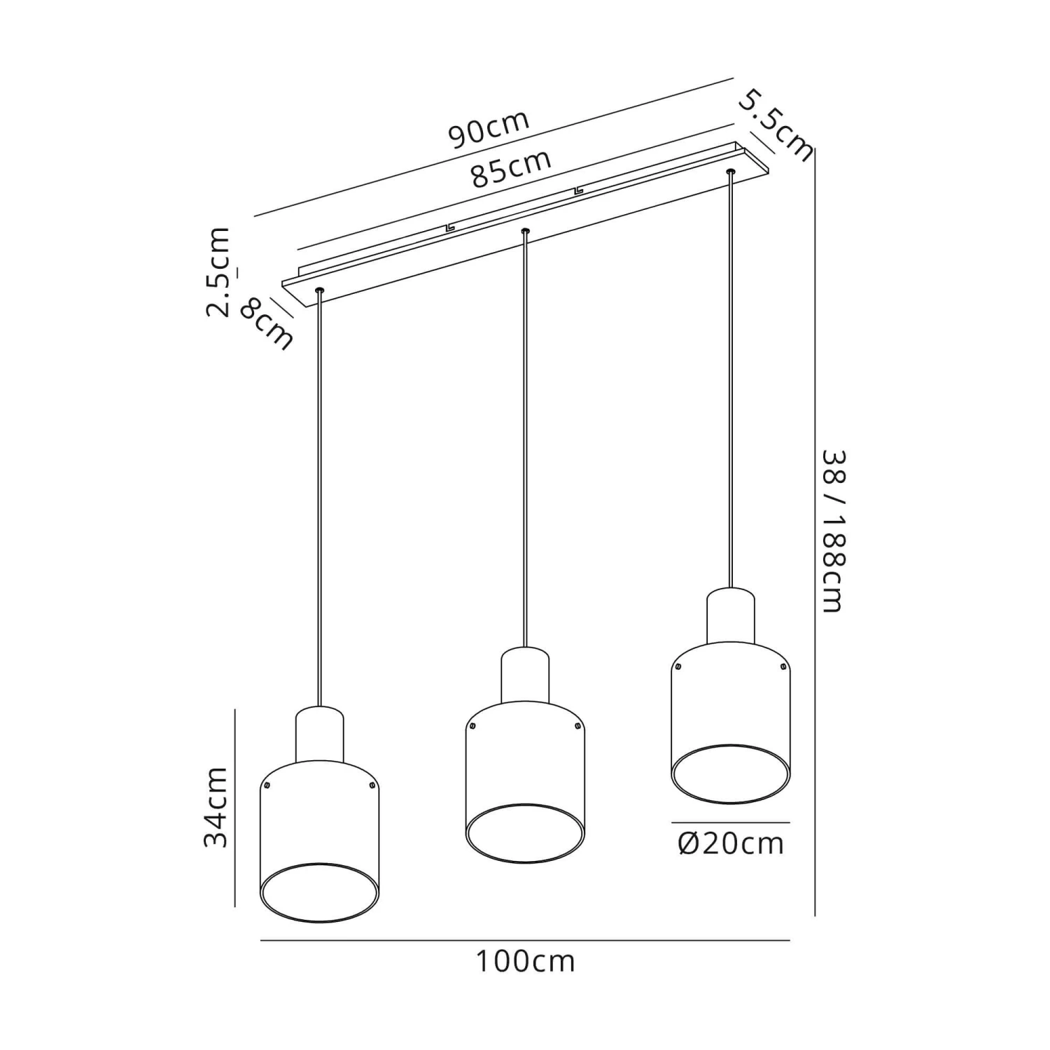 Chelsea Satin Black & Smoked Triple Light Bar Pendant 4 Chelsea Satin Black & Smoked Triple Light Bar Pendant - Image 4