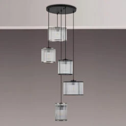 Davis Black Round 5 Light Glass Rod Pendant 8 Davis Black Round 5 Light Glass Rod Pendant -Housingunits 149da77e9ce0bdcdcea98efcb8d506cb