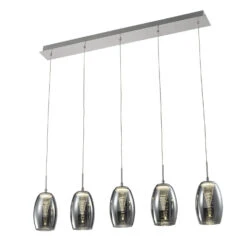 Vortex Smoked Glass 5 Light Pendant Bar