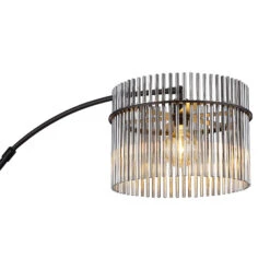 Icelle Matt Black & Smoked Glass Rods Curved 1 Light Floor Lamp -Housingunits 176b9484d7394903eb7f02826c538263