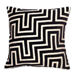 Maze Large Black Velvet Cushion