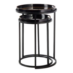 Libra Nero Black & Gold Swirl Mirrored Nest Of 2 Tables 8 Libra Nero Black & Gold Swirl Mirrored Nest Of 2 Tables -Housingunits 19f49bc0f5e6e481817ab3297a3685ad