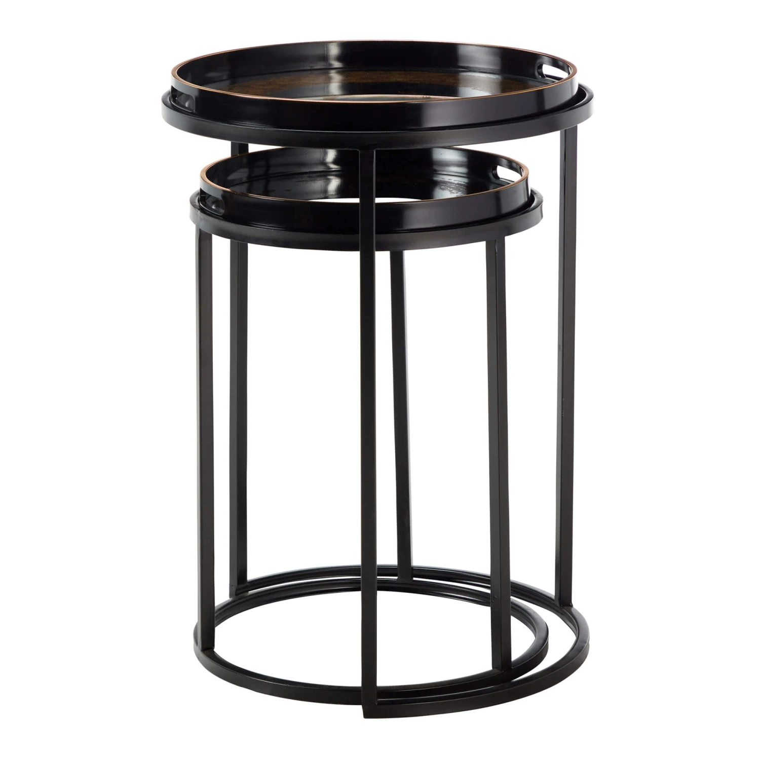 Libra Nero Black & Gold Swirl Mirrored Nest Of 2 Tables 3 Libra Nero Black & Gold Swirl Mirrored Nest Of 2 Tables - Image 3