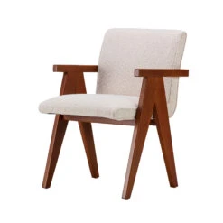 Viviana A-Line Wood & Natural Fabric Accent Chair -Housingunits 1a198ccb497b50ba8452c7849e454c0b