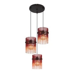 Icelle Matt Black & Burgundy Fade Glass Rods 3 Light Pendant -Housingunits 1ae4048cf583ba4be2313a39813dfcd5