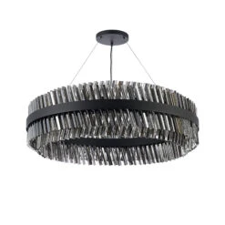 Azio Satin Black & Smoked Round 100cm Pendant Light -Housingunits 1afac7ab99e614017ff768e64bcda083