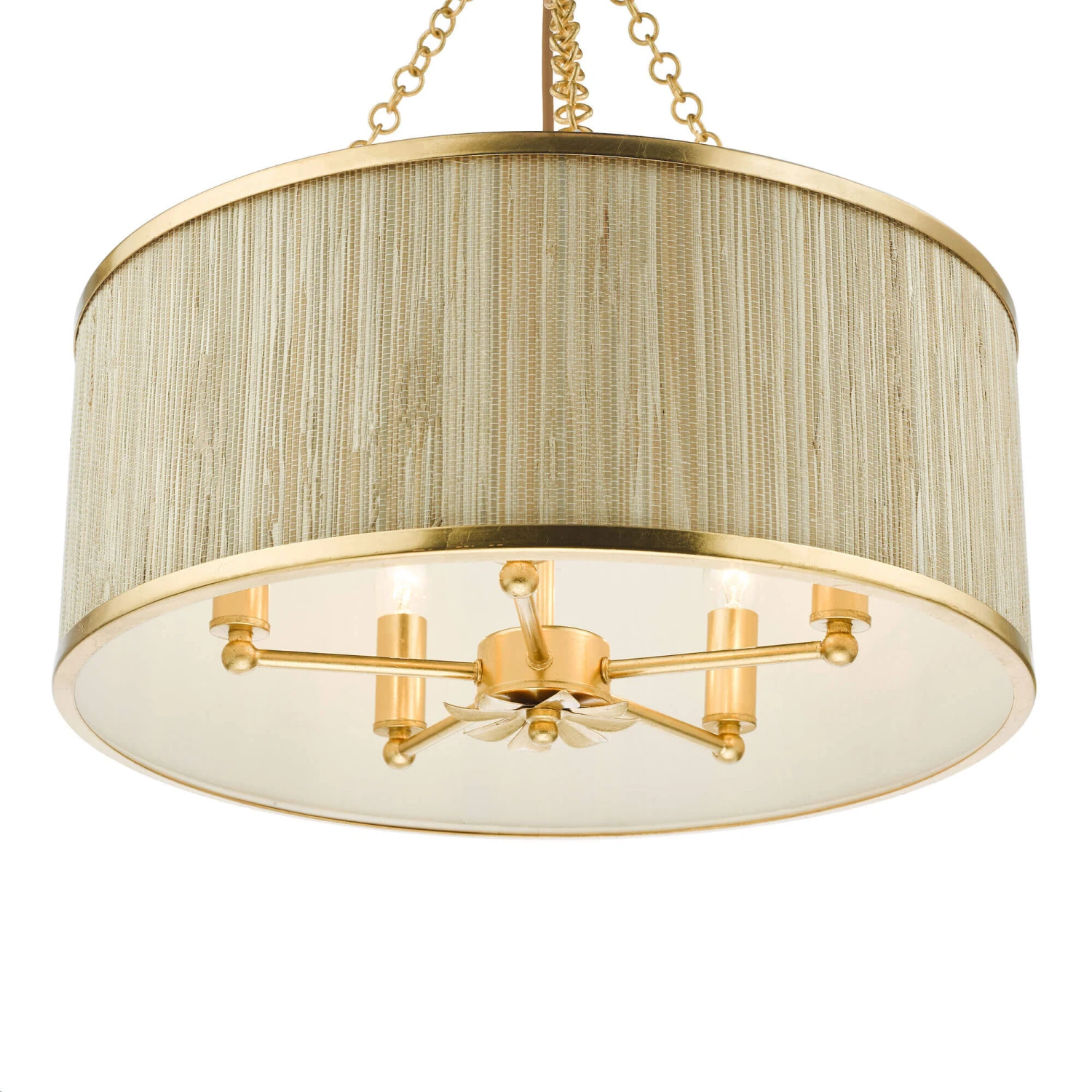 Fenella Gold & Seagrass 5 Light Pendant 4 Fenella Gold & Seagrass 5 Light Pendant - Image 4