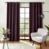 Faux Silk Aubergine 66" X 54" Thermal Blackout Eyelet Curtains