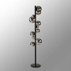 Miyako Satin Black & Chrome 11 Light Floor Lamp