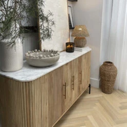 Rochelle Mango Wood & Marble Wide Sideboard -Housingunits 1c52ed5feacb74aa09c2281d95786201