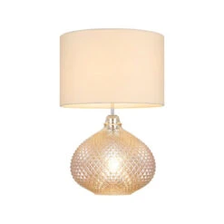 Twinned Amber Table Lamp With Shade