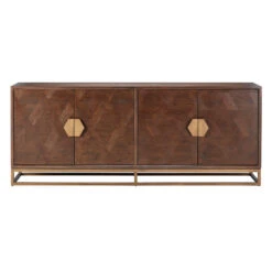 Olivia James Hemingway Mahogany Oak & Gold 4 Door Sideboard
