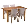 Narva Polished Brown Dining Table With 4 Flora Mink Dining Chairs