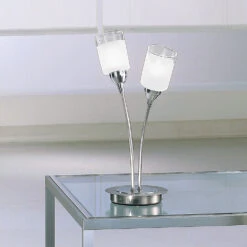 Campani 2 Light Satin Nickel Table Lamp