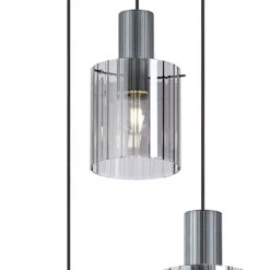 Lino Ribbed Dark Grey & Smoke Wide Line 3 Light Pendant -Housingunits 210018d16aeccaac673eee1872d56b85