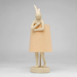Cream Modest Rabbit 50cm Table Lamp With Peach Shade